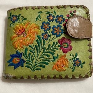 LAVISHY small embroidered vegan leather wallet